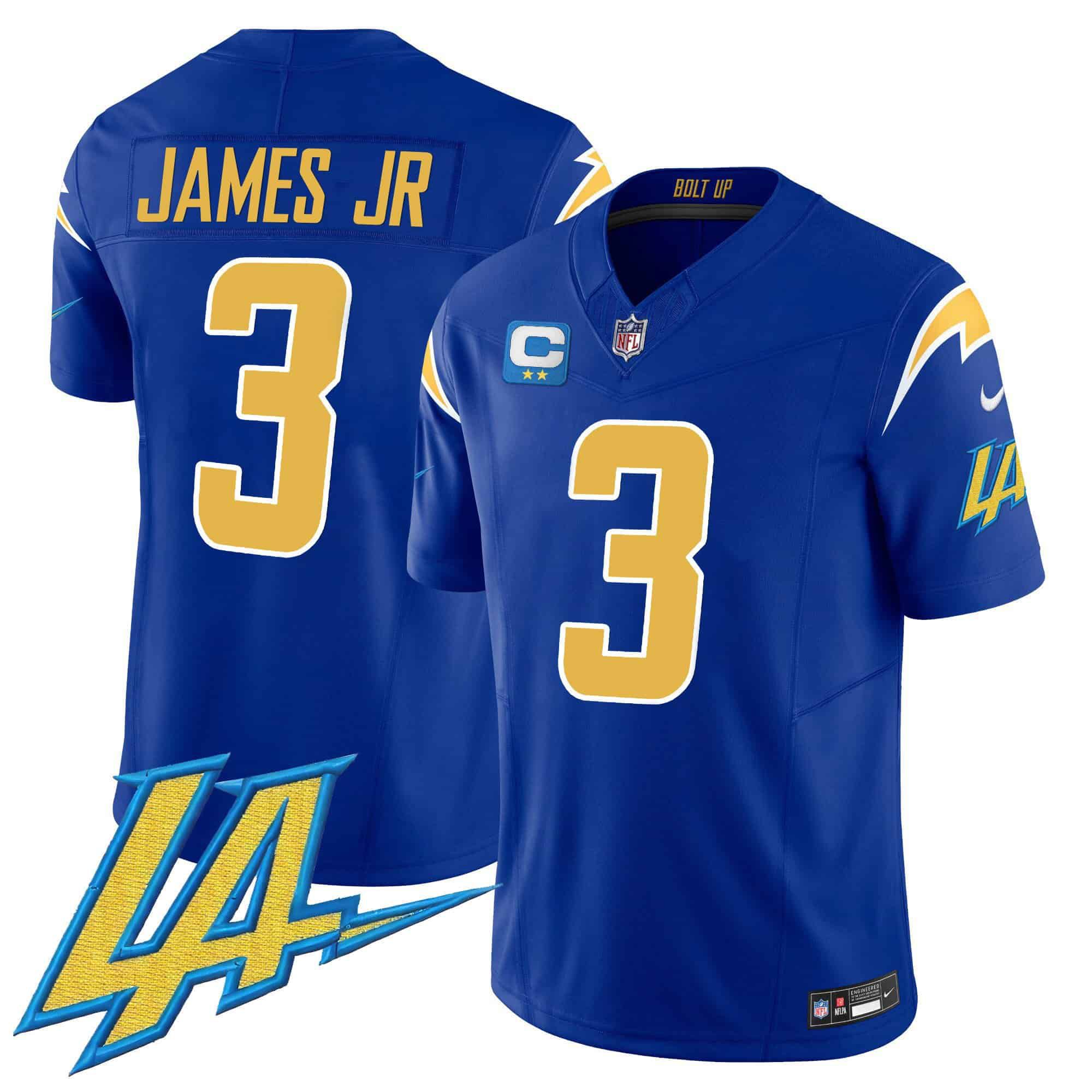 Men Los Angeles Chargers #3 James jr Blue 2024 Nike Vapor Limited NFL Jersey